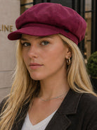 Craggi Baker boy Hat Burgundy Red Denim ladies Newsboy Womens Cap CRAGGI Hats