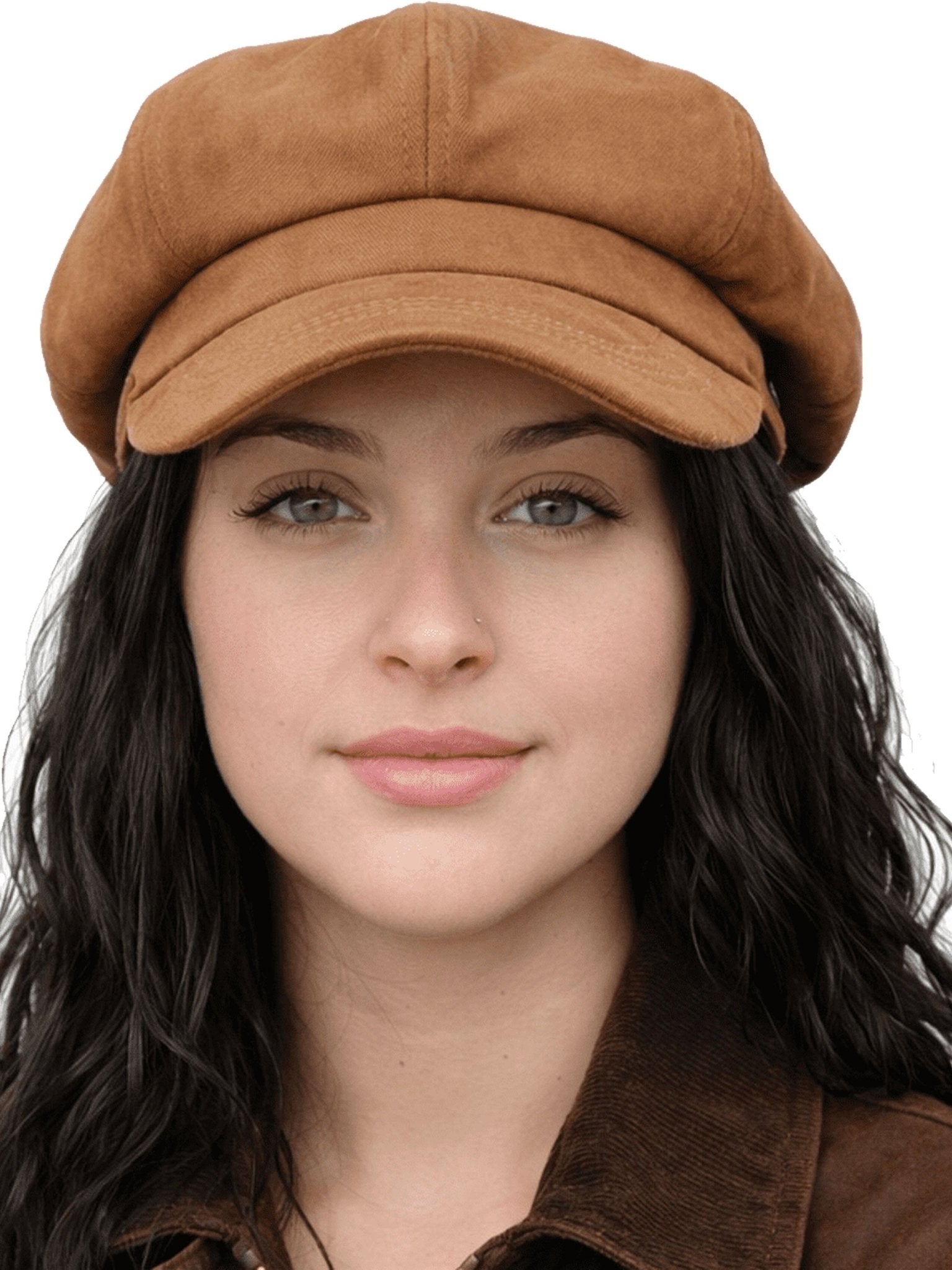 Craggi Baker Boy Hat Ladies Faux Suede Newsboy Cap Camel CRAGGI Hats