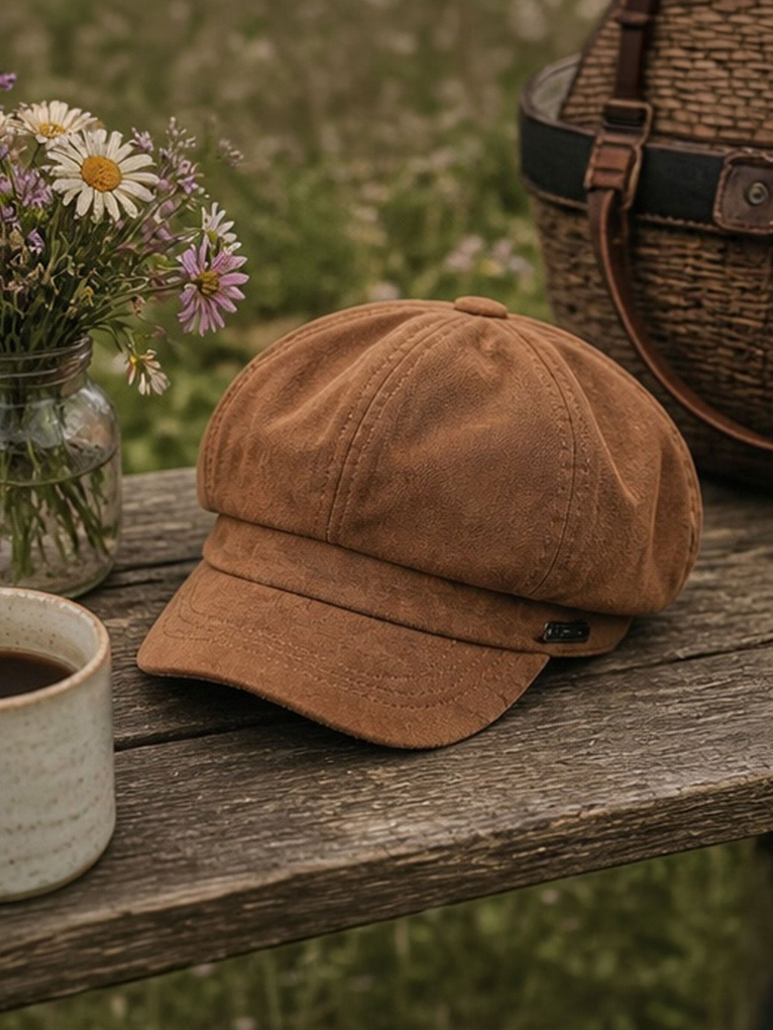 Craggi Baker Boy Hat Ladies Faux Suede Newsboy Cap Camel CRAGGI Hats
