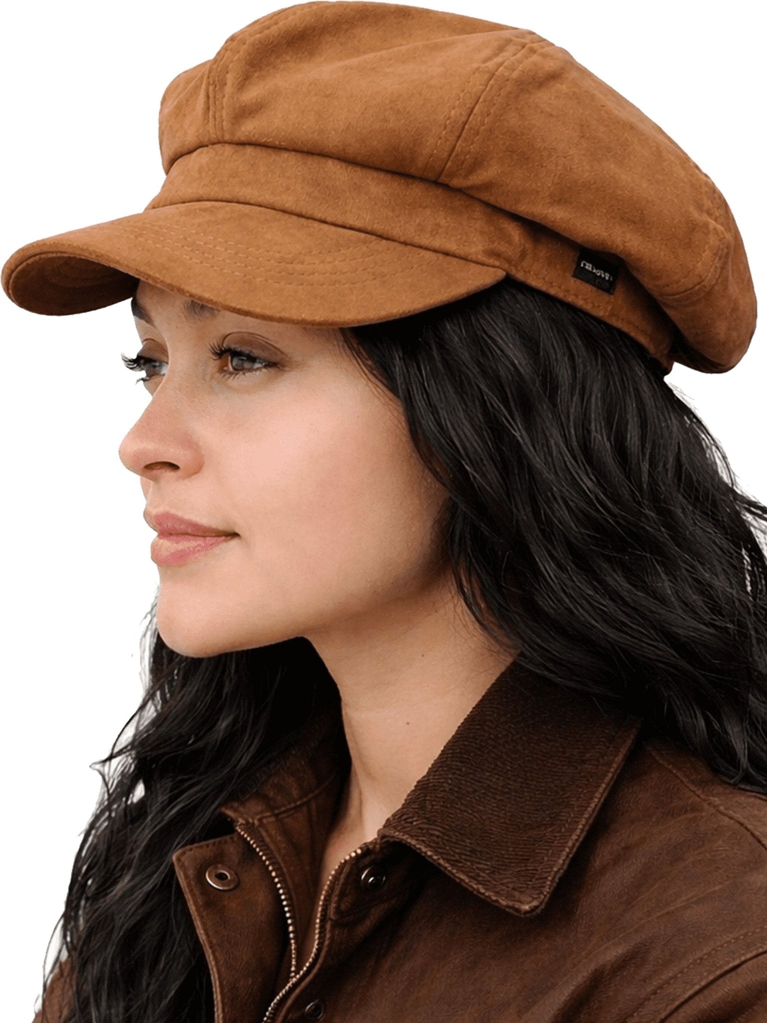 Craggi Baker Boy Hat Ladies Faux Suede Newsboy Cap Camel CRAGGI Hats