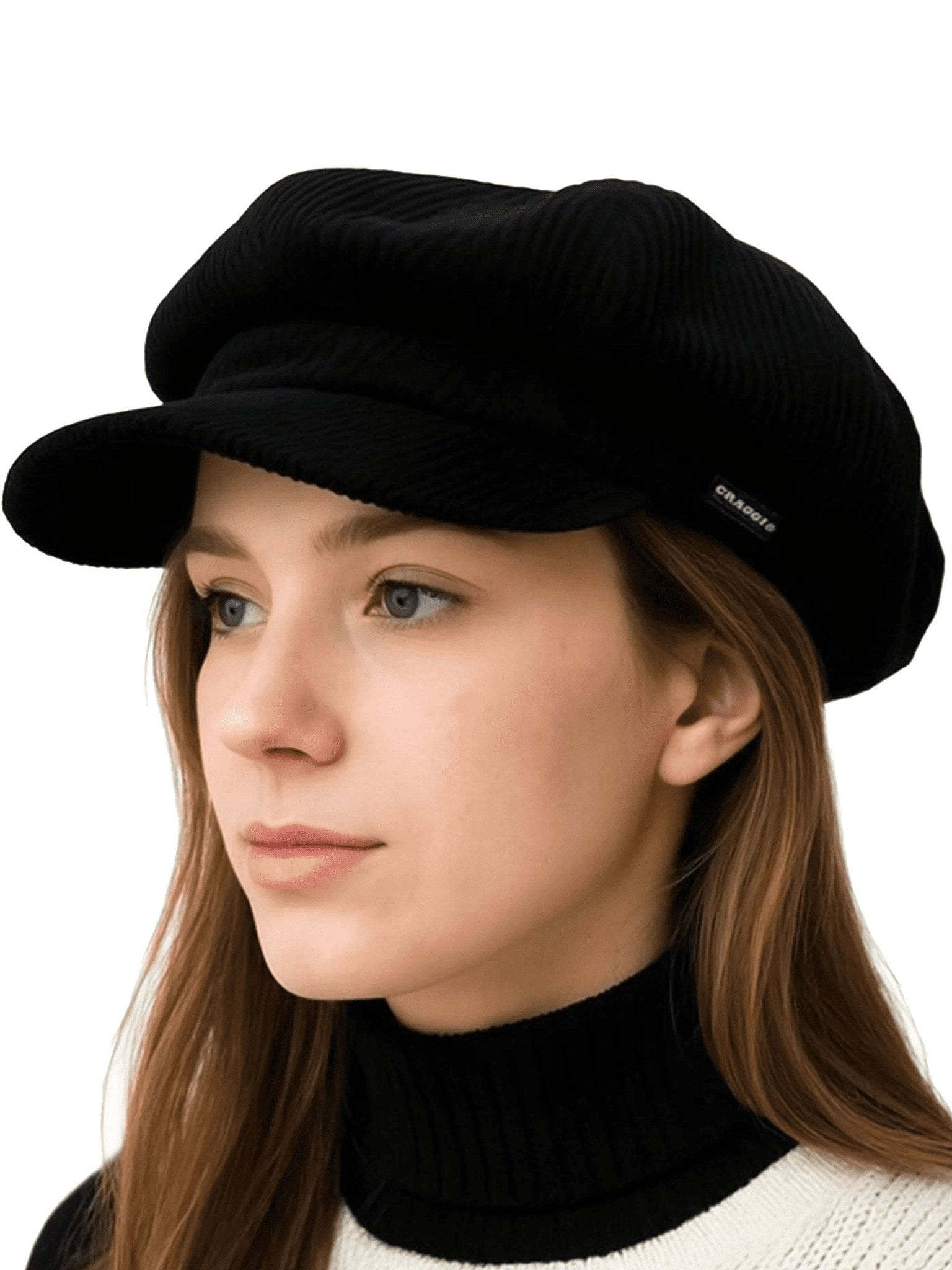 Craggi Baker boy ladies Black Cord Hat. Women Newsboy Cap CRAGGI Hats