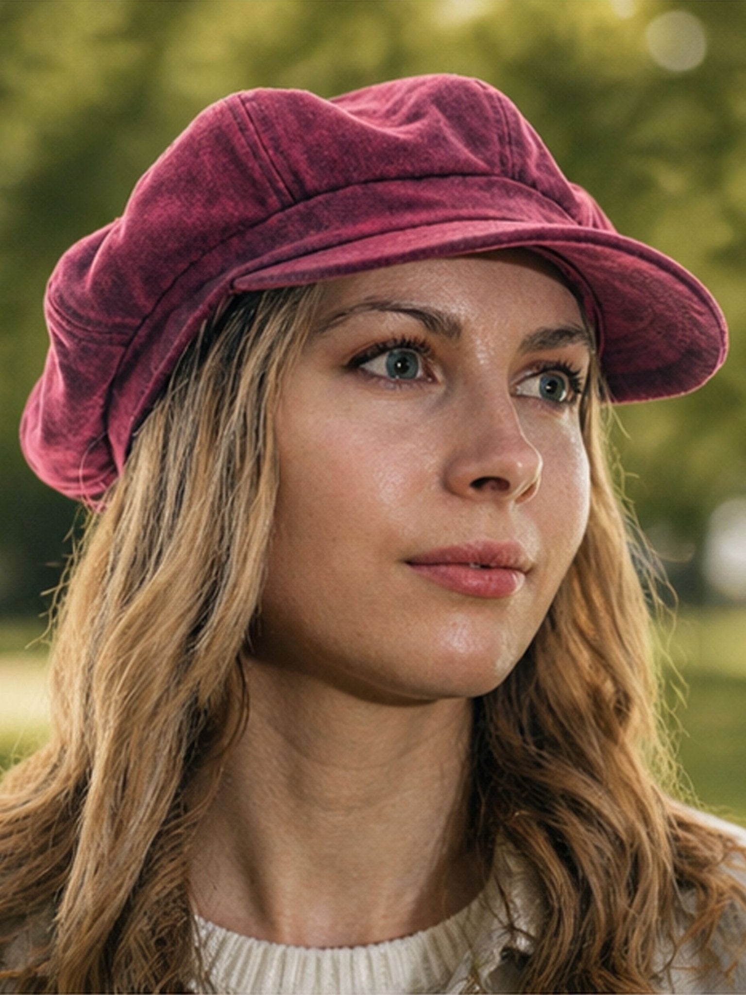 Craggi Baker Boy Ladies Hat Pink Red Wax Effect Womens Newsboy Cap CRAGGI Hats