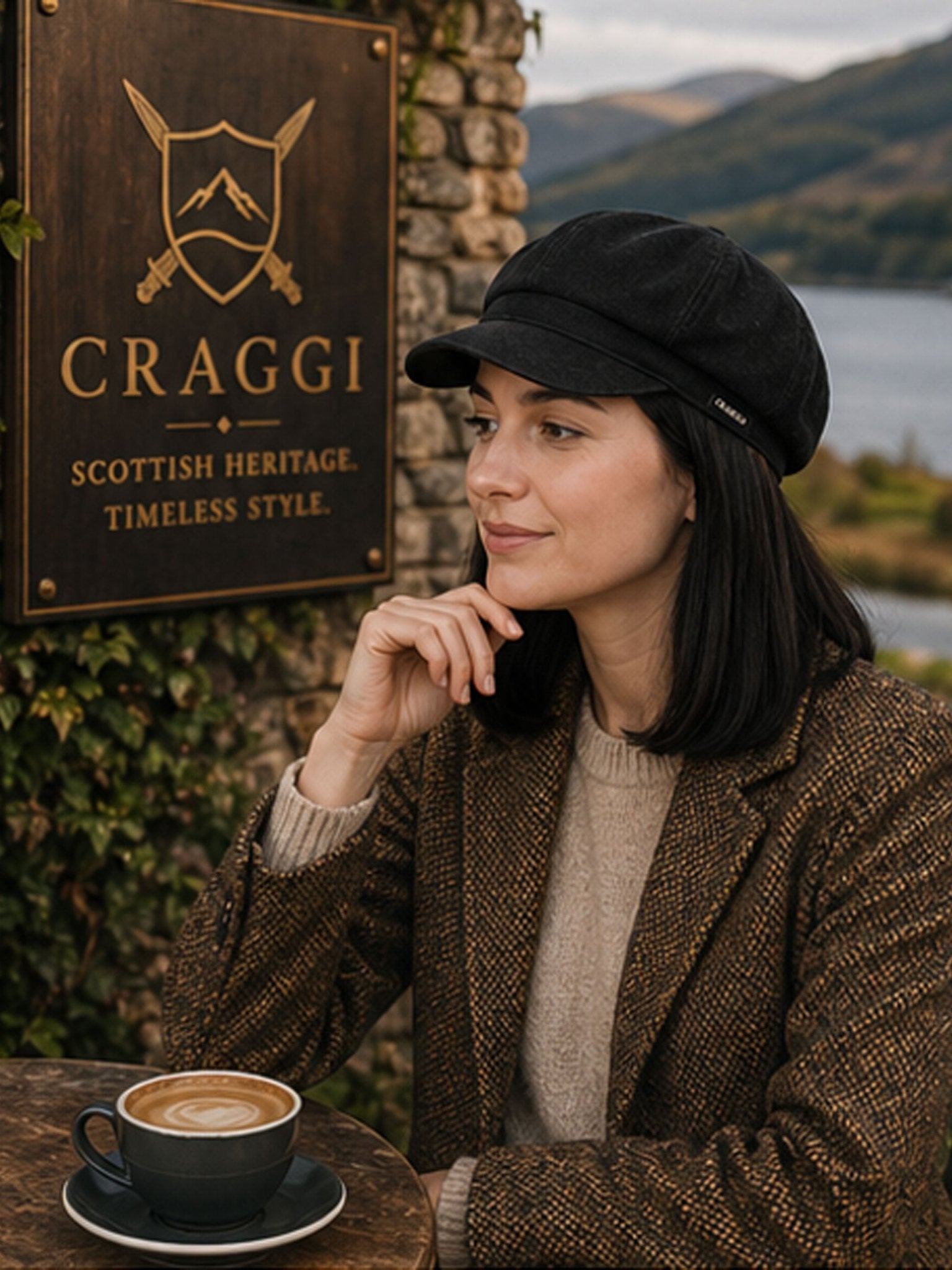 Craggi Denim ladies Baker Boy Hat womens Newsboy Cap Charcoal Black CRAGGI Hats