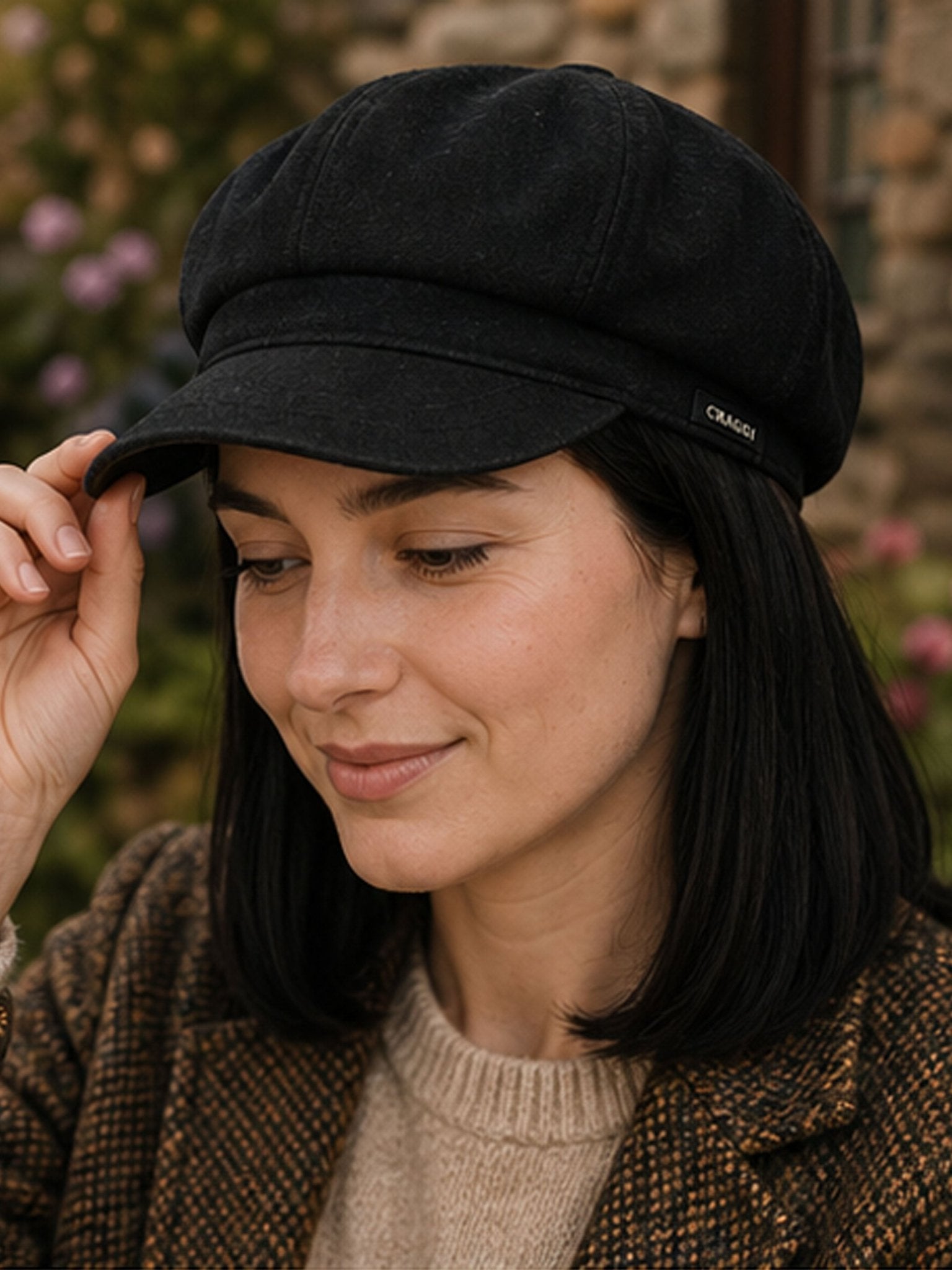 Craggi Denim ladies Baker Boy Hat womens Newsboy Cap Charcoal Black CRAGGI Hats