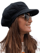 Craggi Denim ladies Baker Boy Hat womens Newsboy Cap Charcoal Black CRAGGI Hats