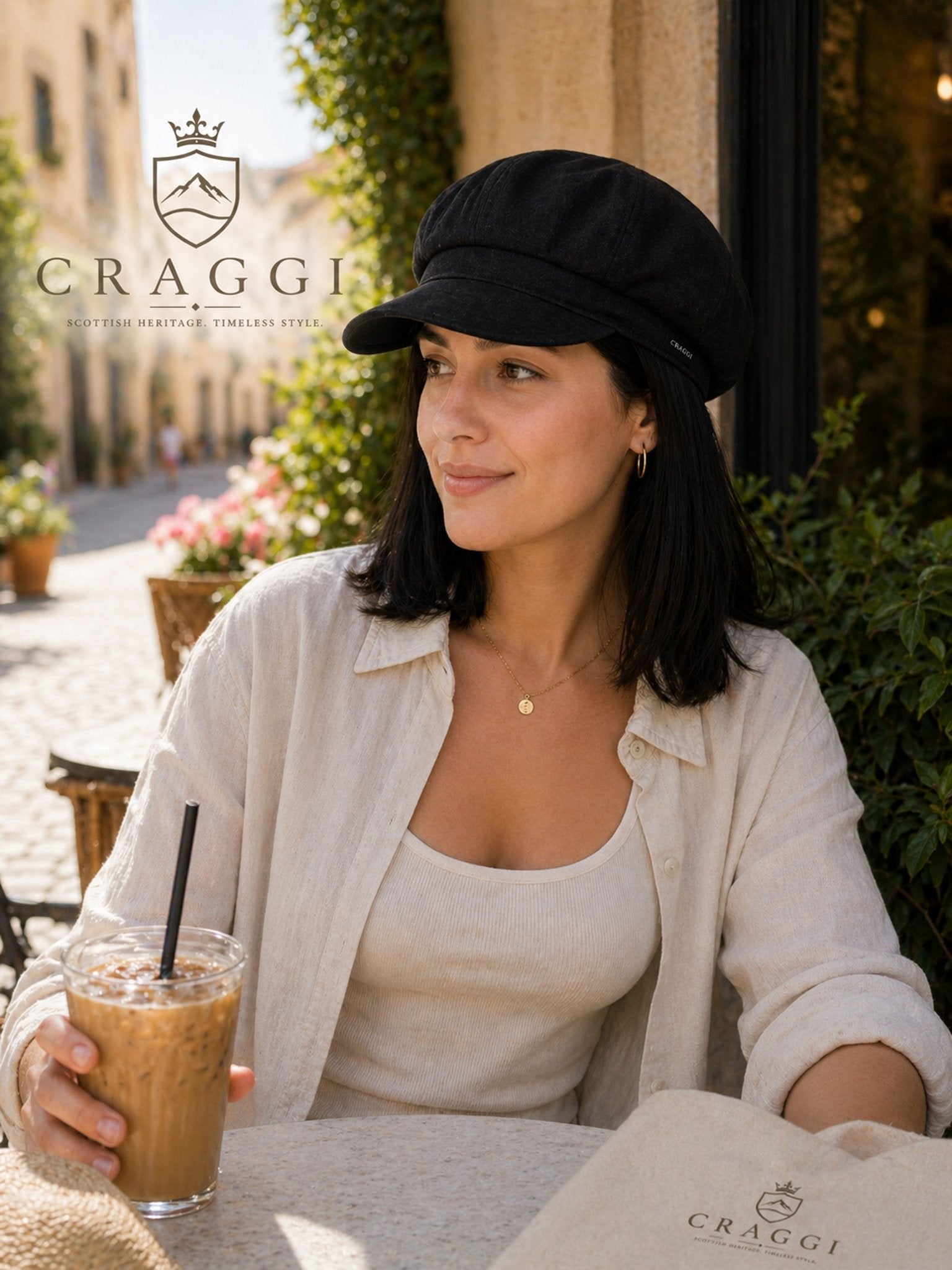 Craggi Denim ladies Baker Boy Hat womens Newsboy Cap Charcoal Black CRAGGI Hats