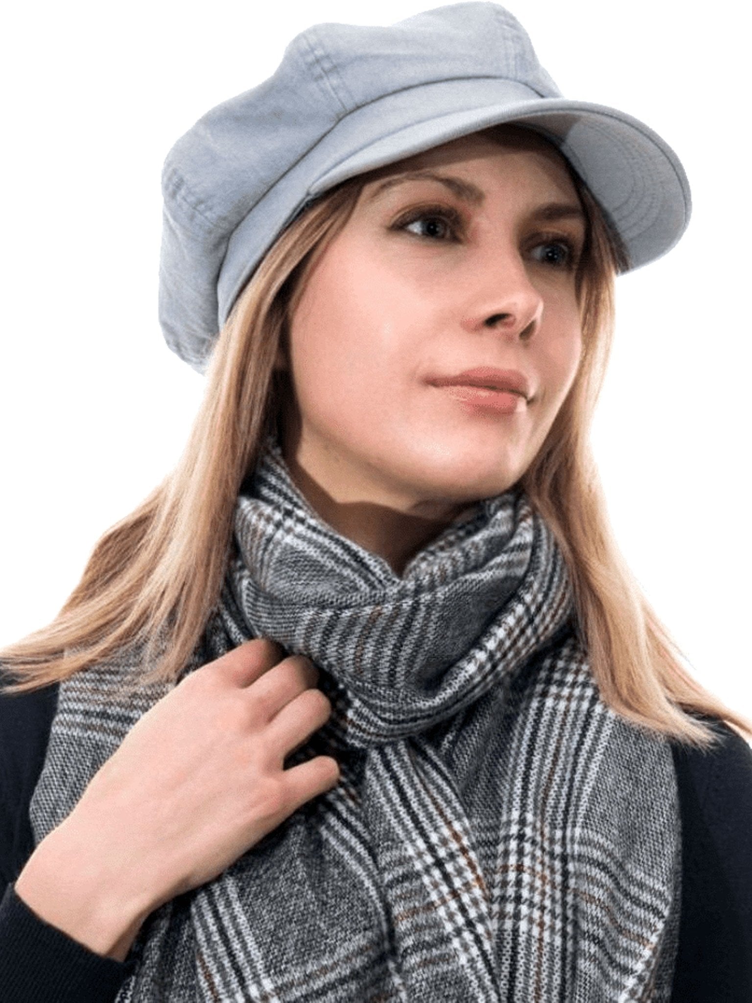 Craggi Grey Denim Ladies Bakerboy washed grey Hat, Womens Newsboy Cap CRAGGI Hats