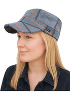 Craggi Grey Tweed Newsboy Cap Country Hat Grey Check Plaid military style Cap Craggi Hats