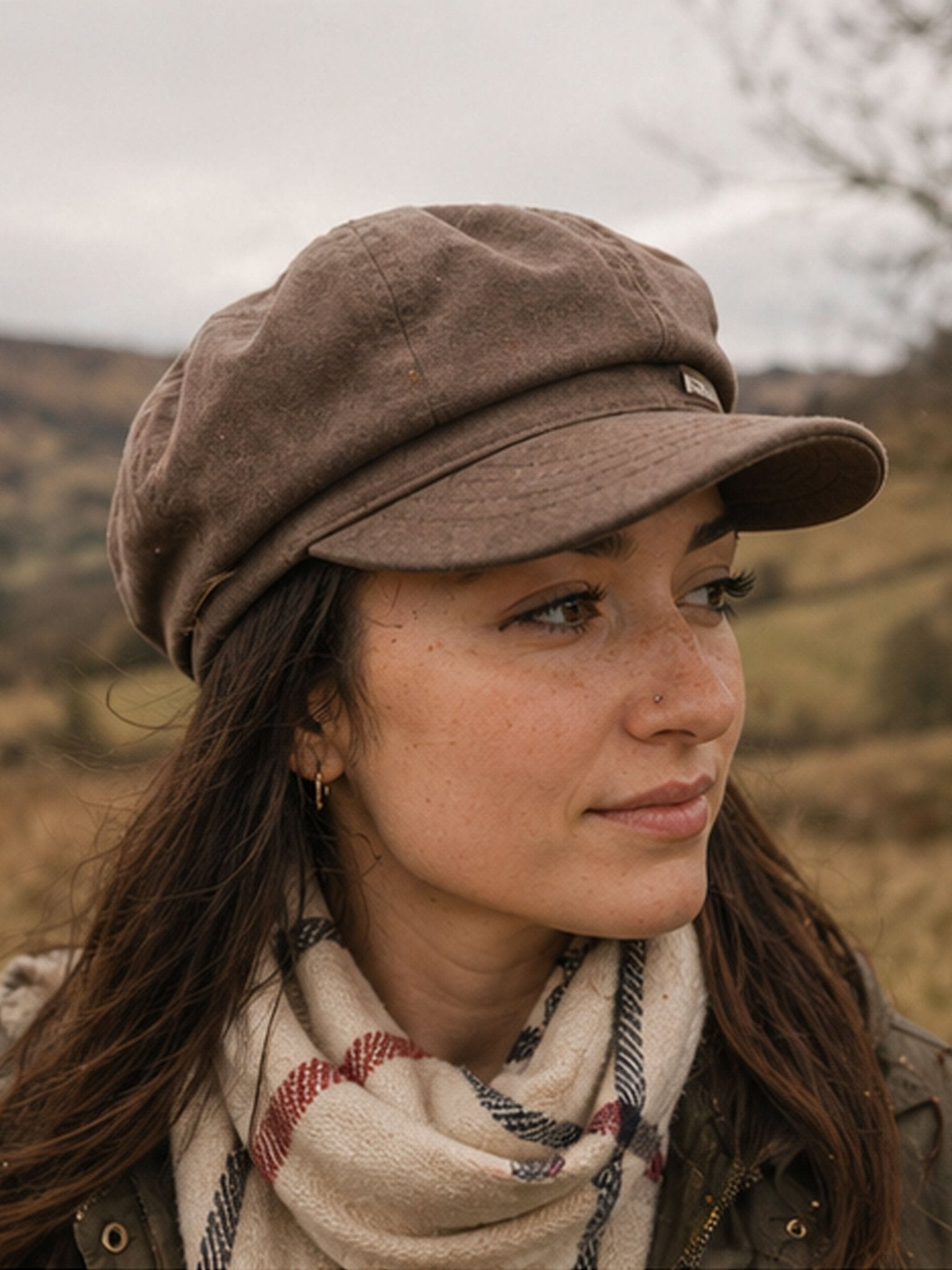 Craggi Ladies Baker Boy Brown Waxed Cotton Showerproof Hat, Womens Shelby Cap CRAGGI Hats