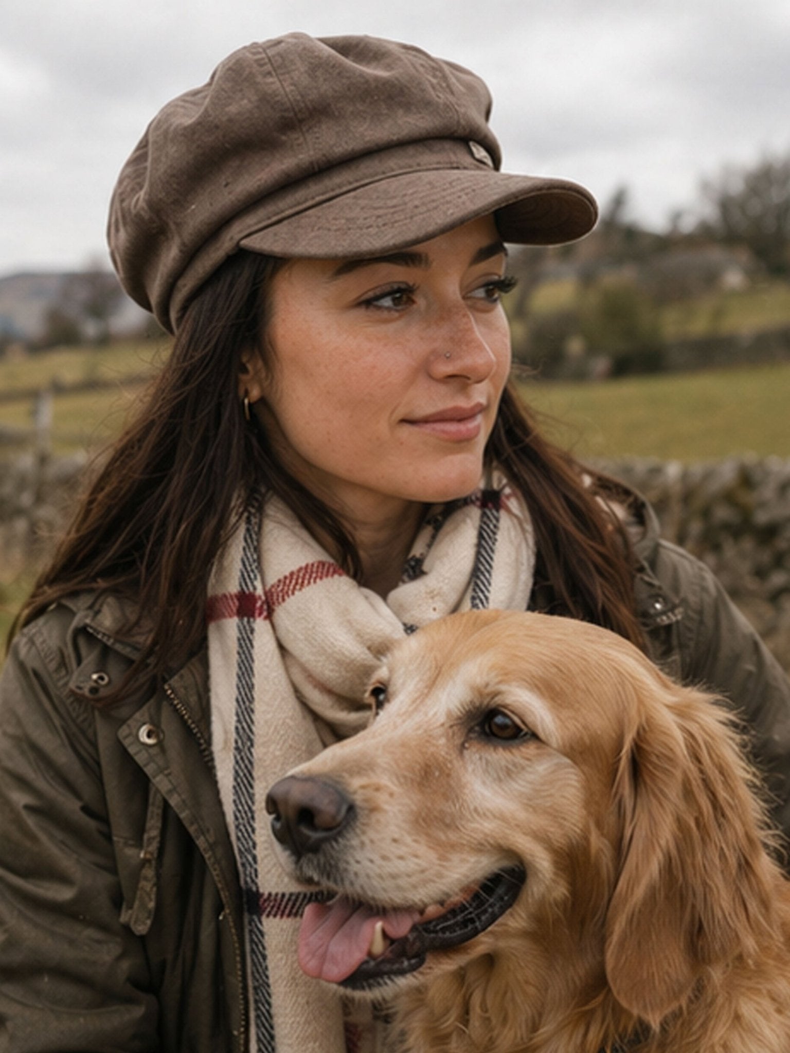 Craggi Ladies Baker Boy Brown Waxed Cotton Showerproof Hat, Womens Shelby Cap CRAGGI Hats