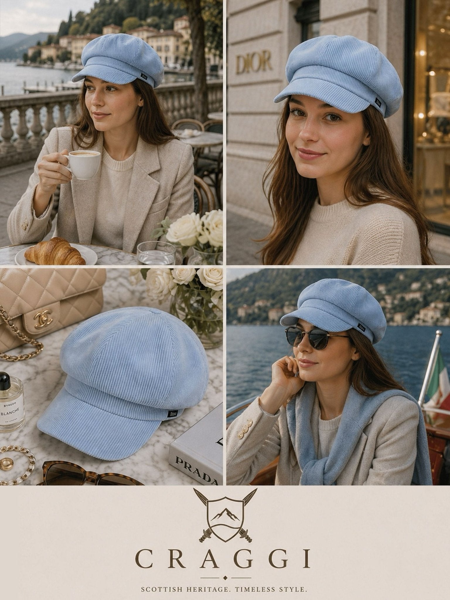 Craggi Ladies Baker Boy Hat Blue Cord, womens Newsboy Cap baby blue CRAGGI Hats