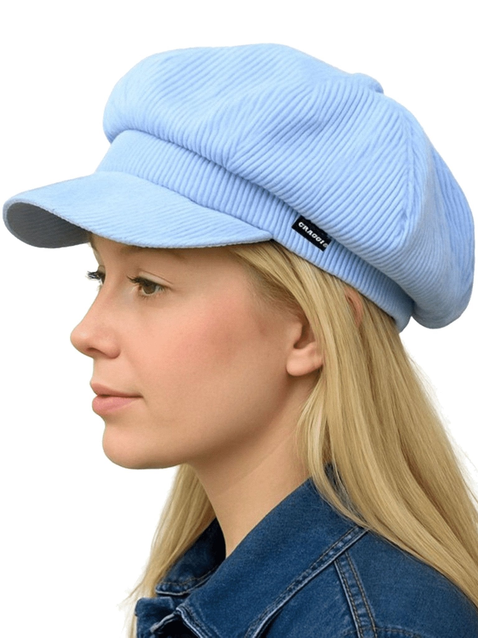 Craggi Ladies Baker Boy Hat Blue Cord, womens Newsboy Cap baby blue CRAGGI Hats