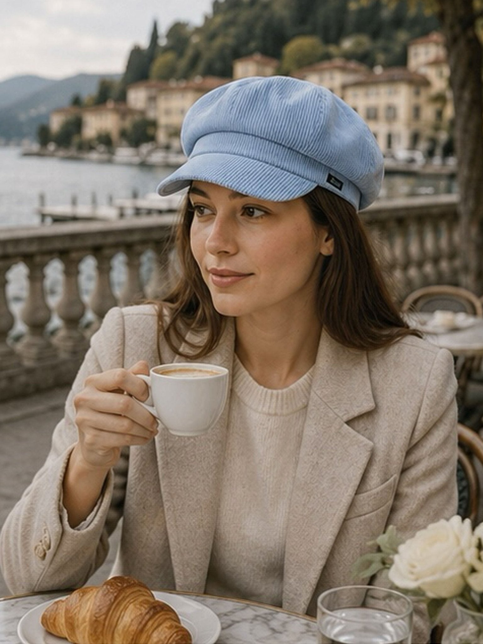 Craggi Ladies Baker Boy Hat Blue Cord, womens Newsboy Cap baby blue CRAGGI Hats