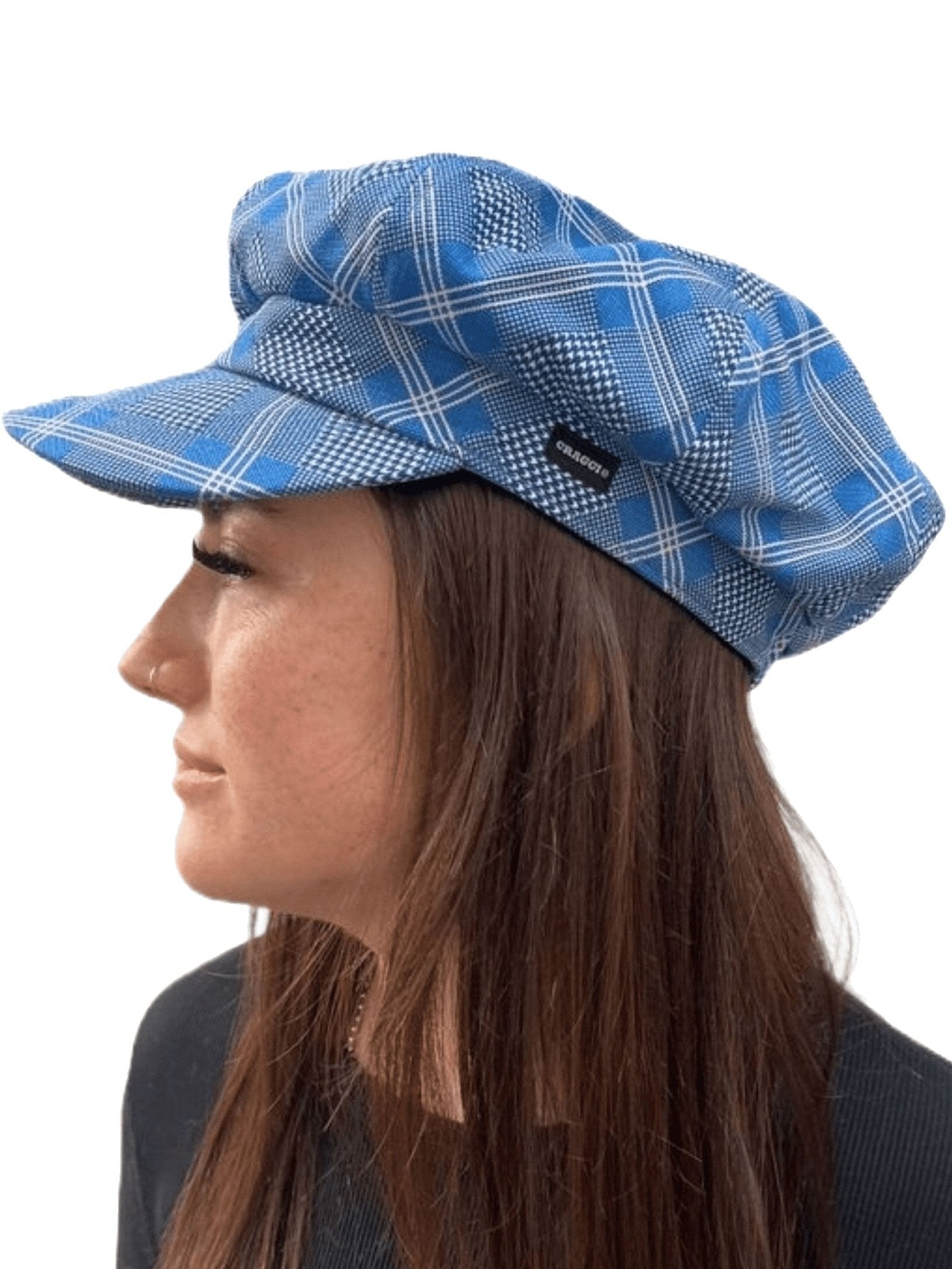 Craggi Ladies Baker Boy Hat Blue Pink Check. Womens Newsboy Cap CRAGGI Hats