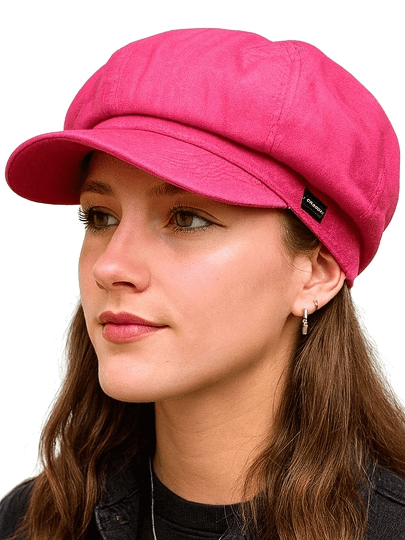 Craggi Ladies Baker boy Hat in Cerise Pink Denim, Womens Newsboy Cap CRAGGI Hats