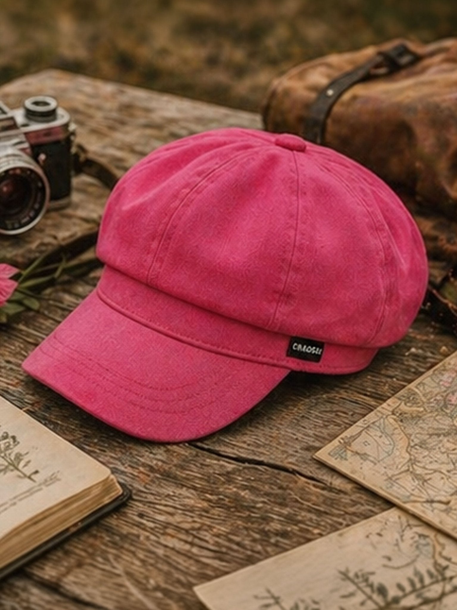 Craggi Ladies Baker boy Hat in Cerise Pink Denim, Womens Newsboy Cap CRAGGI Hats