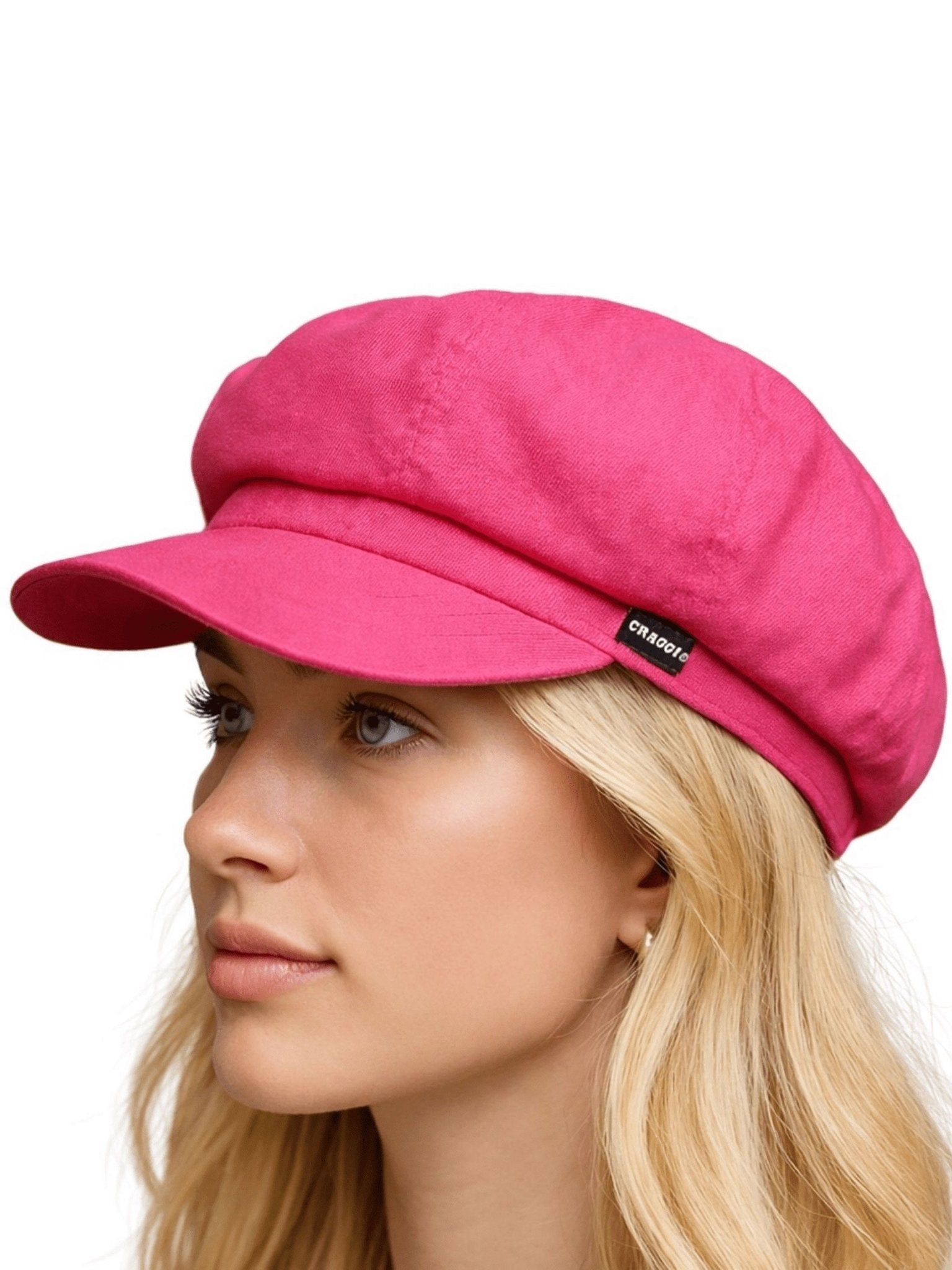 Craggi Ladies Baker boy Hat in Cerise Pink Denim, Womens Newsboy Cap CRAGGI Hats