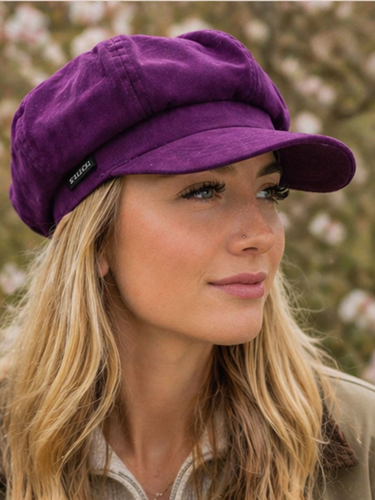 Craggi Ladies Baker boy Hat Purple Velvet Shelby Newsboy Womens Cap CRAGGI Hats