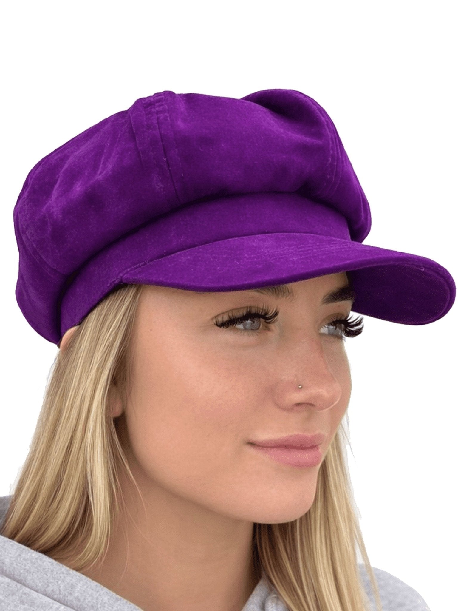Craggi Ladies Baker boy Hat Purple Velvet Shelby Newsboy Womens Cap CRAGGI Hats