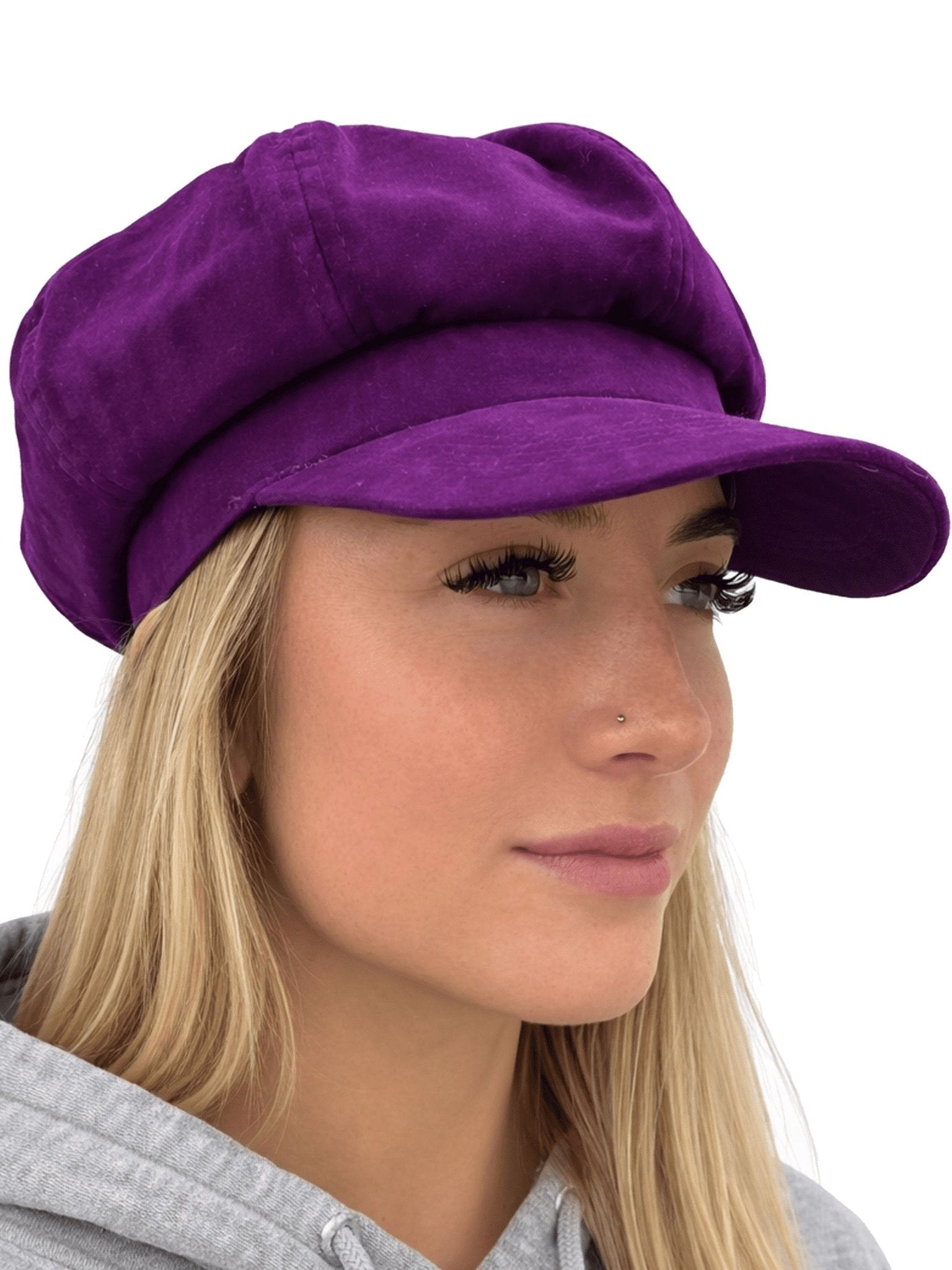 Craggi Ladies Baker boy Hat Purple Velvet Shelby Newsboy Womens Cap CRAGGI Hats