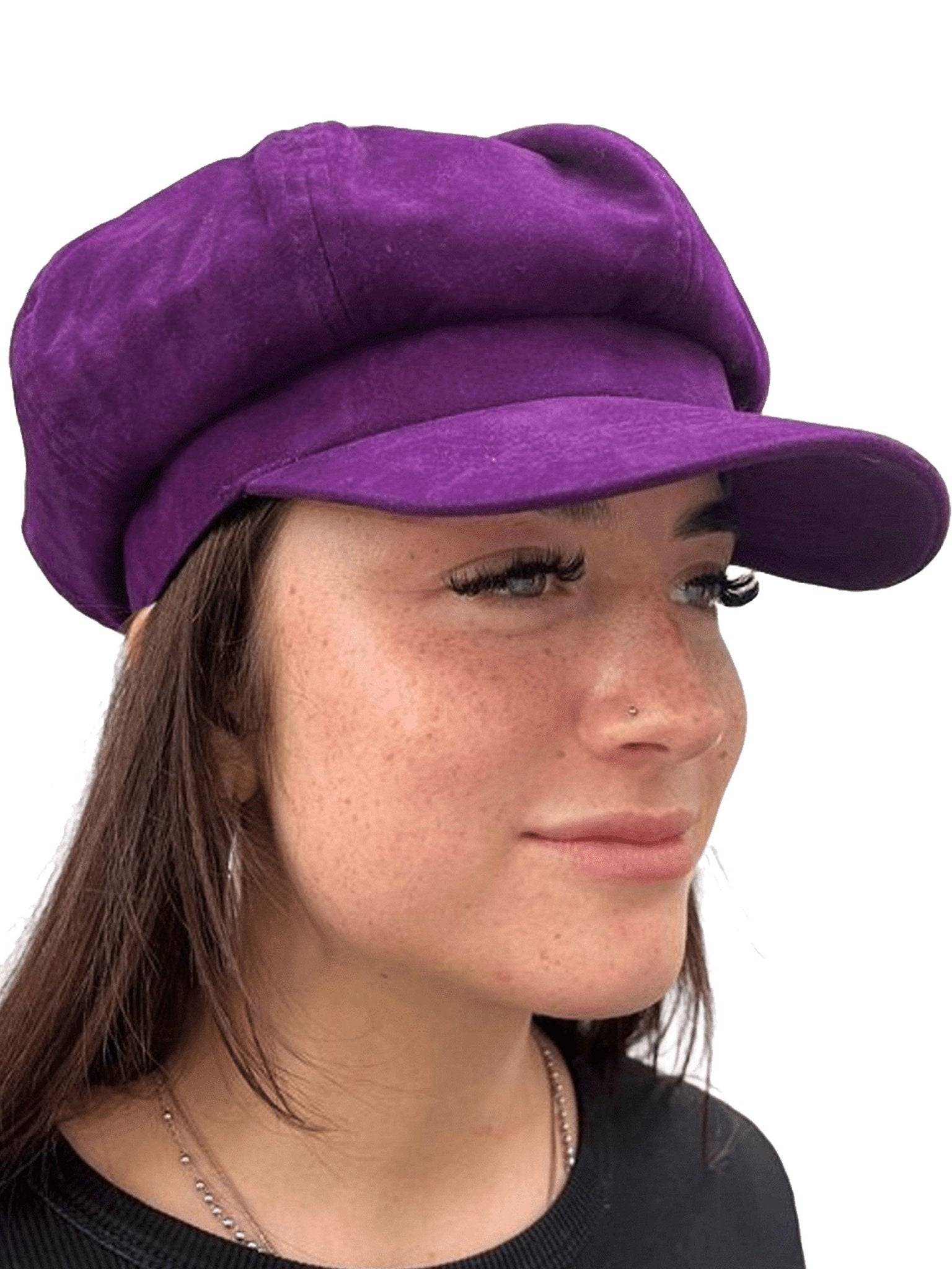Craggi Ladies Baker boy Hat Purple Velvet Shelby Newsboy Womens Cap CRAGGI Hats