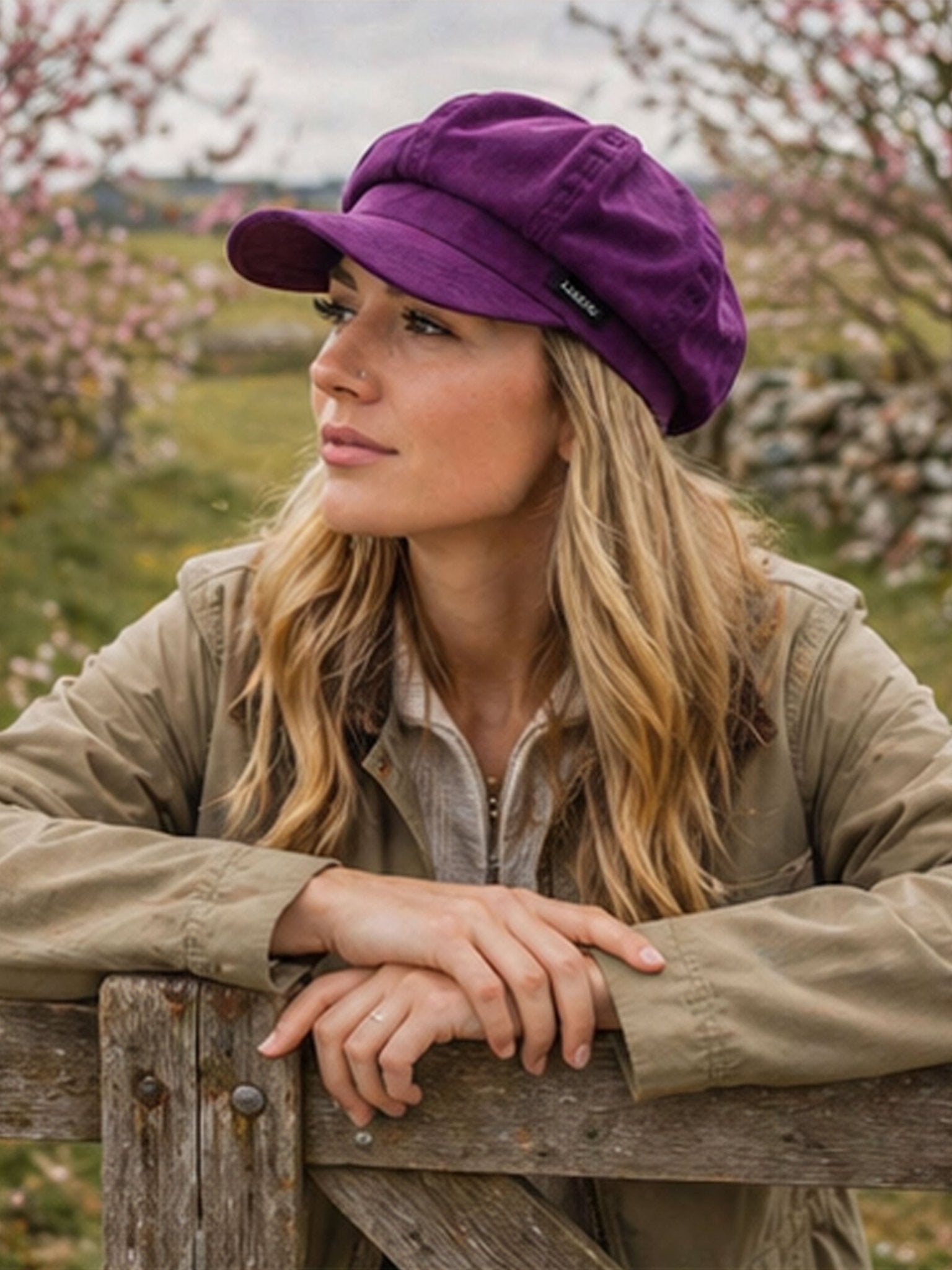Craggi Ladies Baker boy Hat Purple Velvet Shelby Newsboy Womens Cap CRAGGI Hats