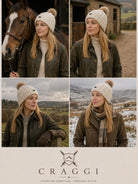 Craggi Ladies Bobble Hat Cream Knitted Pom Beanie Womens Ski Hat CRAGGI Hats