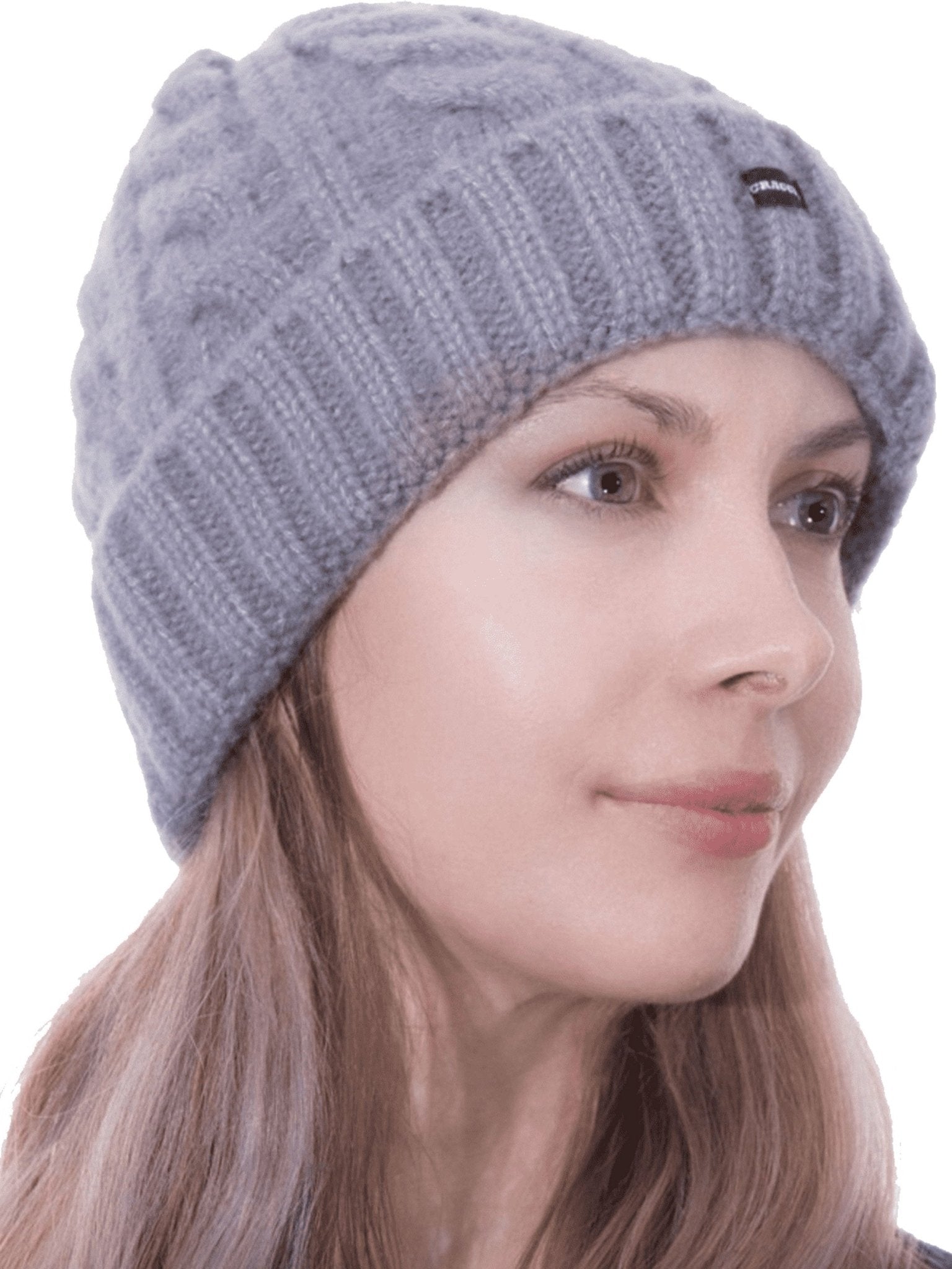 Craggi Ladies Bobble Hat Grey Cable Knit Pom Sports womens Beanie CRAGGI Hats