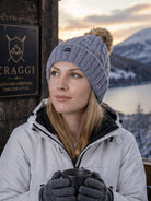 Craggi Ladies Bobble Hat Grey Cable Knit Pom Sports womens Beanie CRAGGI Hats