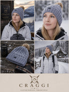 Craggi Ladies Bobble Hat Grey Cable Knit Pom Sports womens Beanie CRAGGI Hats
