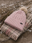 Craggi Ladies Bobble Hat Pink Knitted Pom, Womens Beanie Ski Hat CRAGGI Hats