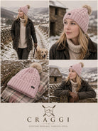 Craggi Ladies Bobble Hat Pink Knitted Pom, Womens Beanie Ski Hat CRAGGI Hats
