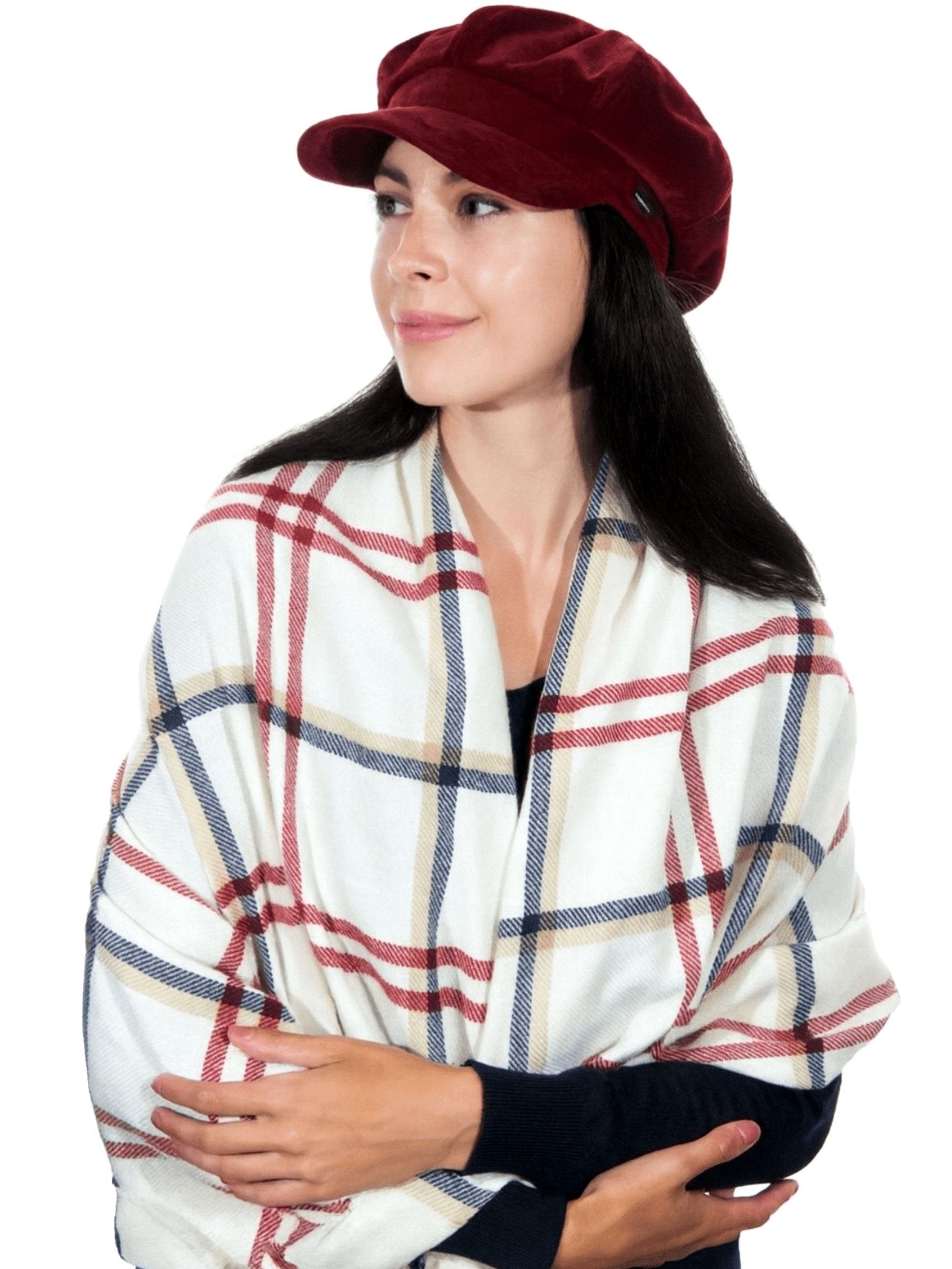 Craggi Ladies Pashmina Soft Check Shawl, Womens Blue and Red White Scarf CRAGGI Accessories