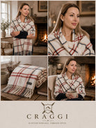 Craggi Ladies Pashmina Soft Check Shawl, Womens Blue and Red White Scarf CRAGGI Accessories