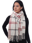 Craggi Ladies Pashmina Soft Scarf, Womens Check Blue Red White Pashmina Soft Shawl CRAGGI Accessories