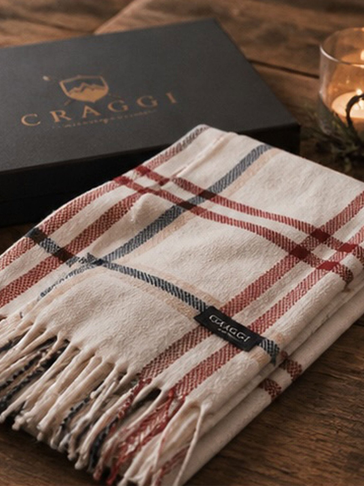 Craggi Ladies Pashmina Soft Scarf, Womens Check Blue Red White Pashmina Soft Shawl CRAGGI Accessories