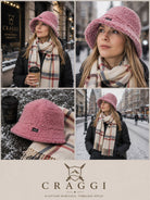 Craggi Ladies Polla Pink Bucket Hat in Pink Sherpa Borg Teddy Feel CRAGGI Hats