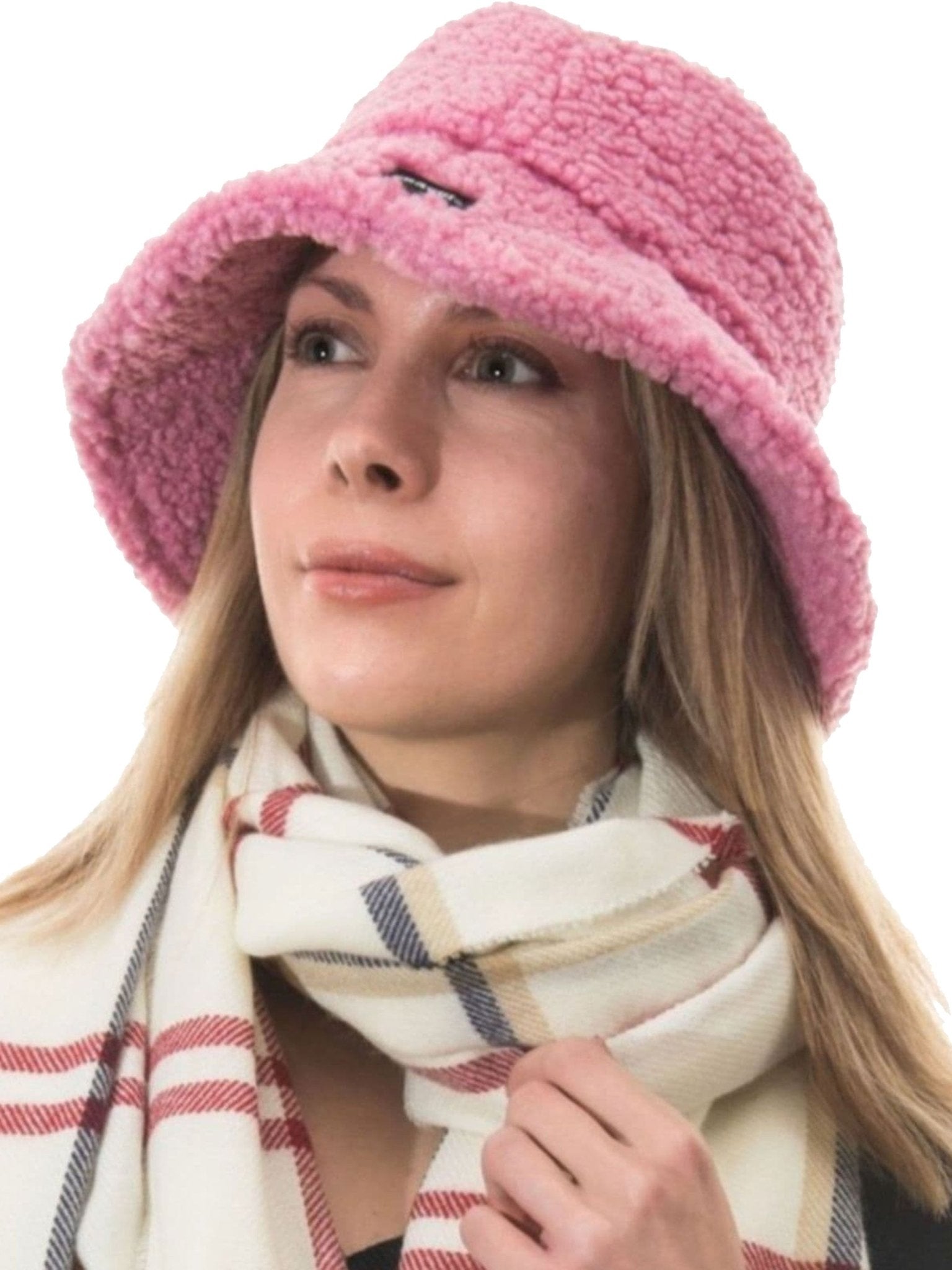 Craggi Ladies Polla Pink Bucket Hat in Pink Sherpa Borg Teddy Feel CRAGGI Hats