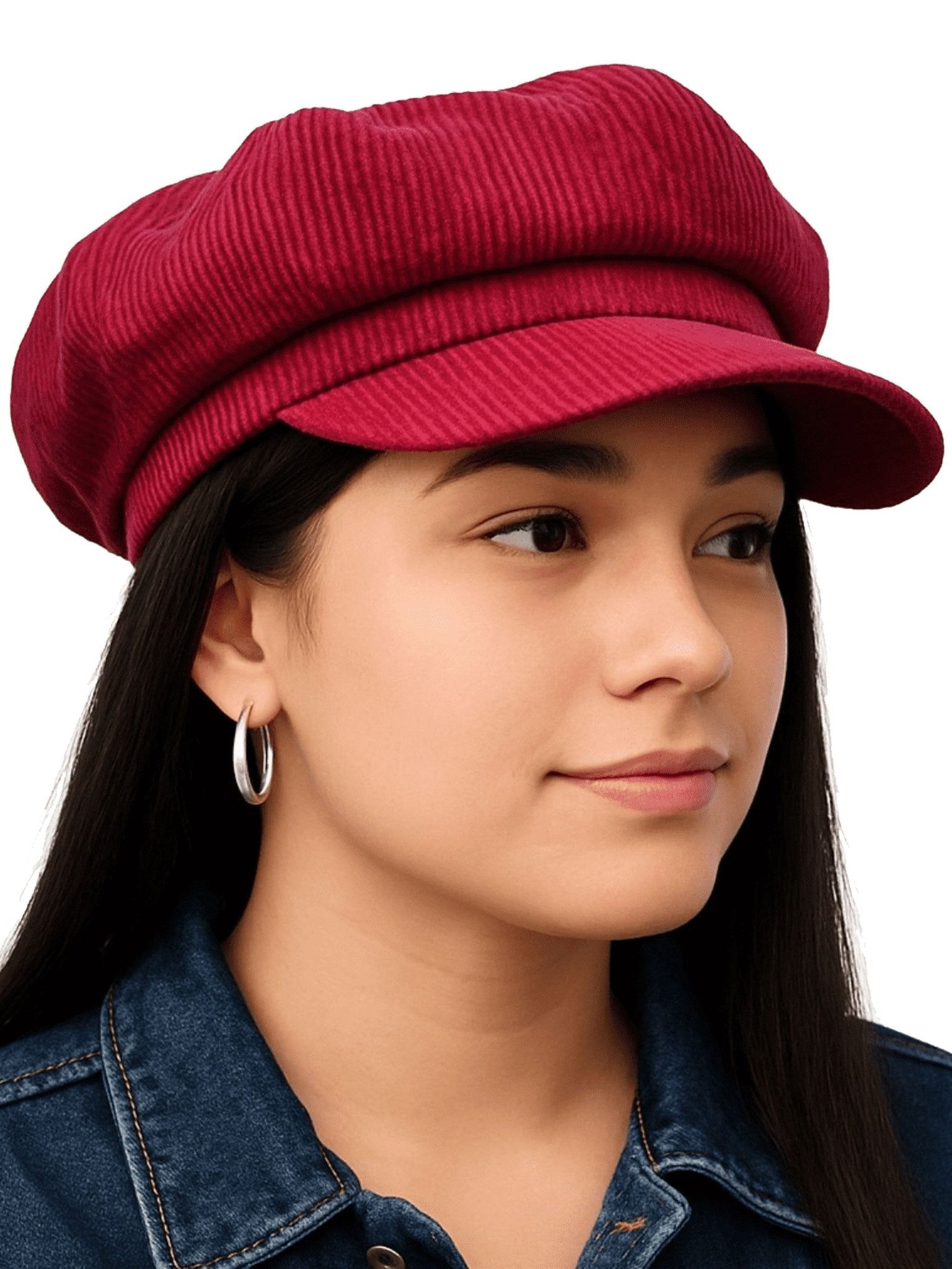 Craggi Ladies Red Cord Baker boy Hat. Womens Newsboy Peaky Cap Corduroy CRAGGI Hats