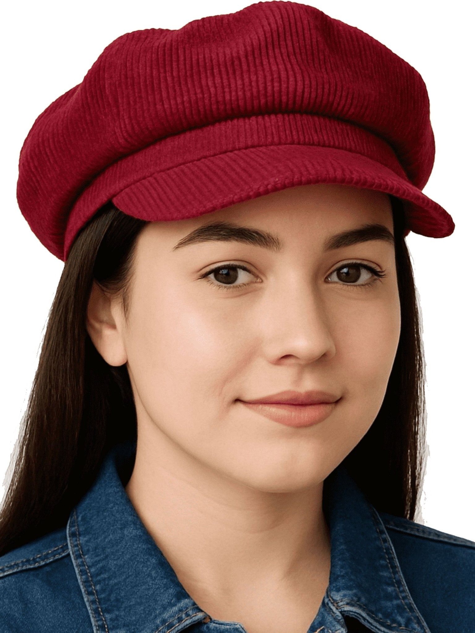 Craggi Ladies Red Cord Baker boy Hat. Womens Newsboy Peaky Cap Corduroy CRAGGI Hats