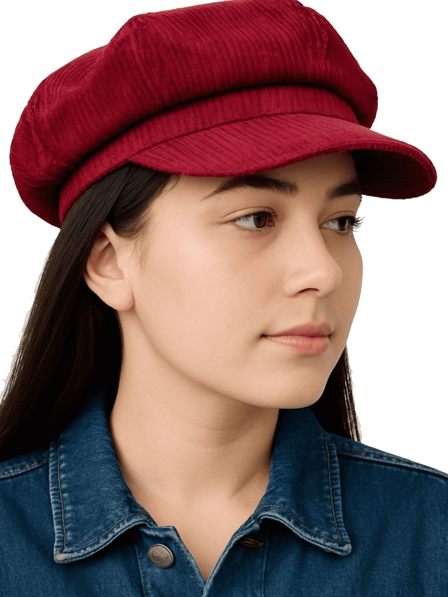 Craggi Ladies Red Cord Baker boy Hat. Womens Newsboy Peaky Cap Corduroy CRAGGI Hats