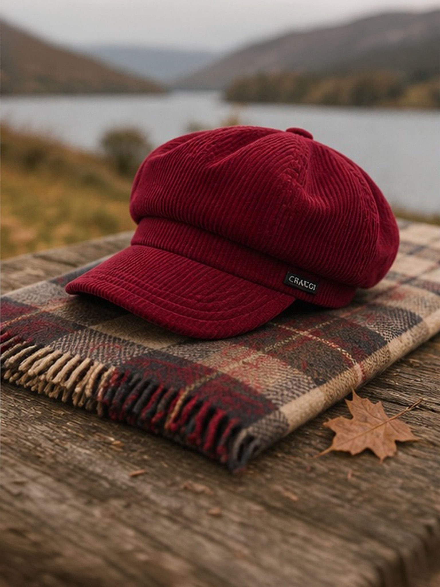 Craggi Ladies Red Cord Baker boy Hat. Womens Newsboy Peaky Cap Corduroy CRAGGI Hats