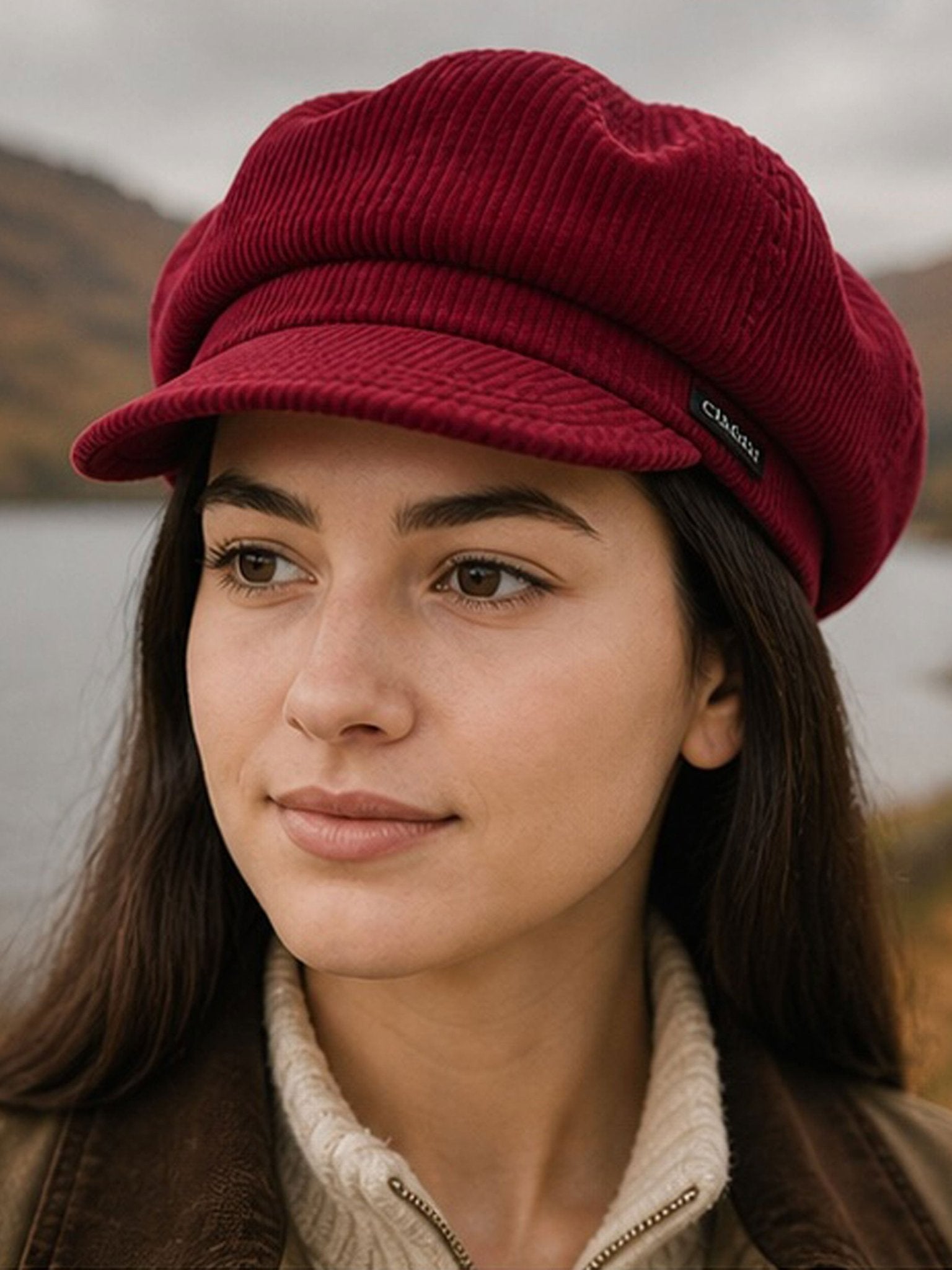 Craggi Ladies Red Cord Baker boy Hat. Womens Newsboy Peaky Cap Corduroy CRAGGI Hats