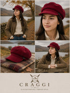 Craggi Ladies Red Cord Baker boy Hat. Womens Newsboy Peaky Cap Corduroy CRAGGI Hats