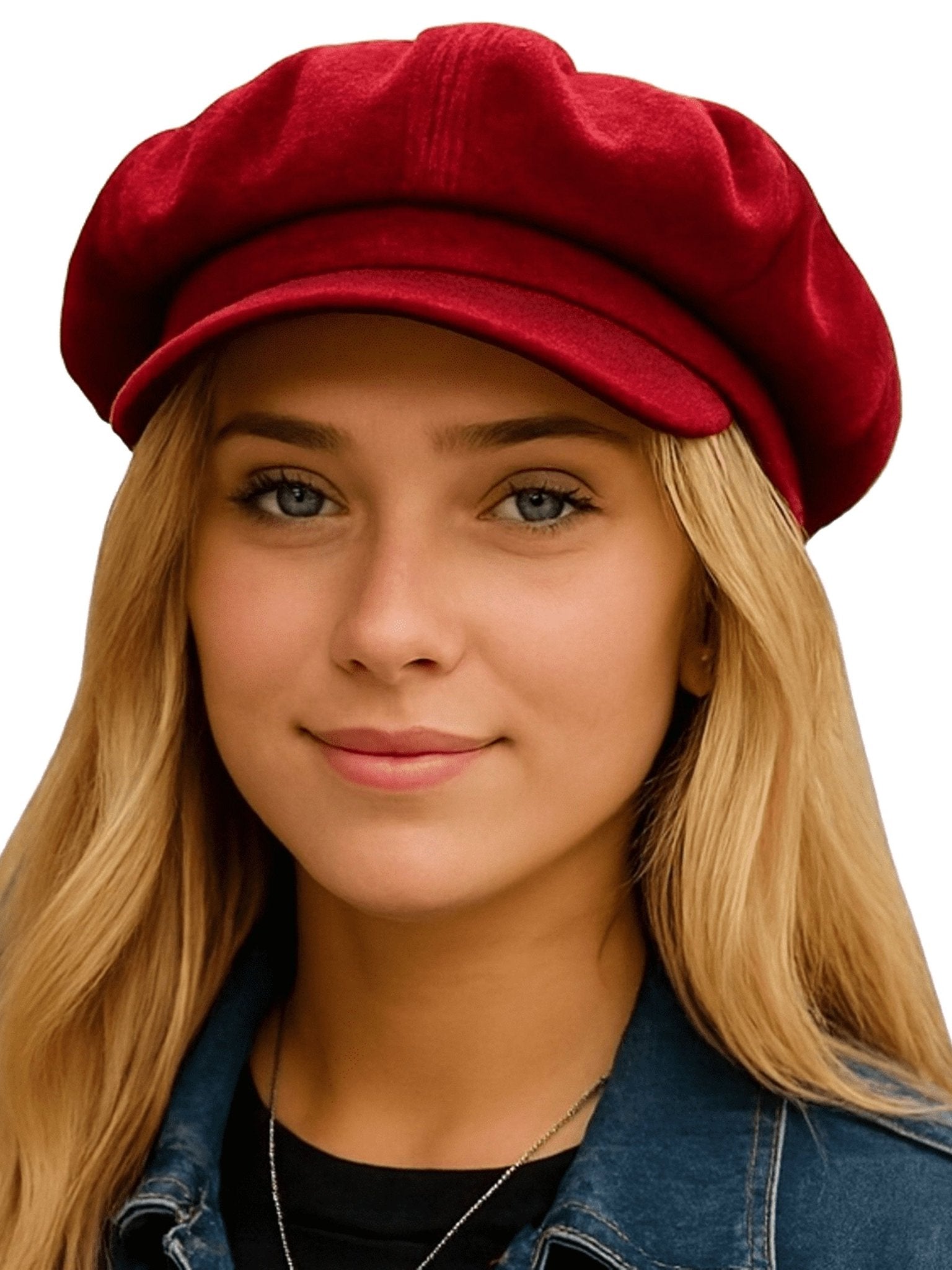 Craggi Ladies Red Velvet Baker Boy Hat, Womens Newsboy shelby Cap CRAGGI Hats