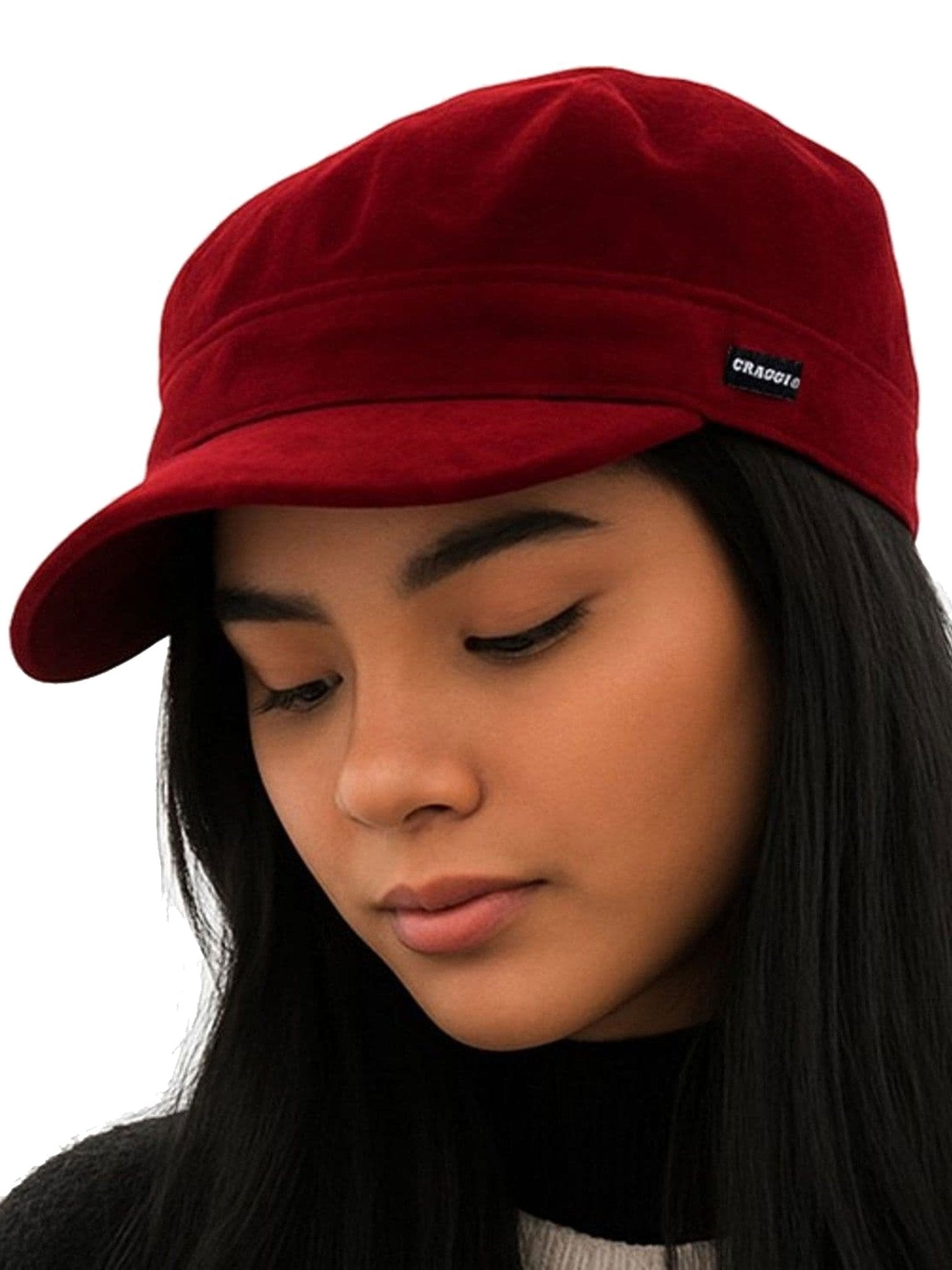 Craggi Ladies Red Velvet Newsboy Cap, Womens Cap one size CRAGGI Hats