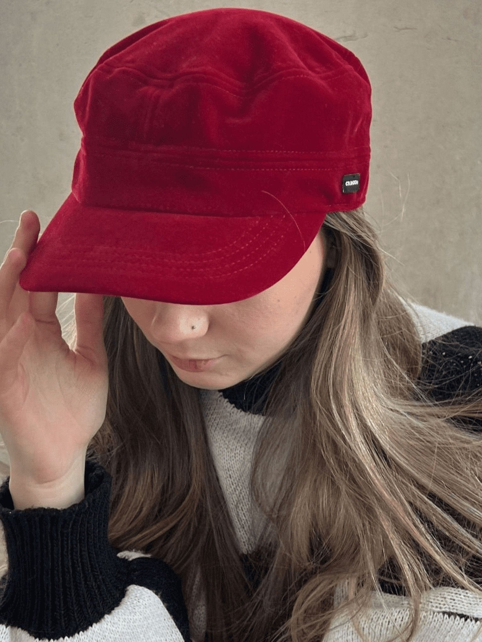 Craggi Ladies Red Velvet Newsboy Cap, Womens Cap one size CRAGGI Hats