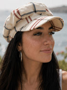 CRAGGI Ladies Signature Check Baker Boy Cap Red Navy Cream Newsboy Hat CRAGGI Hats