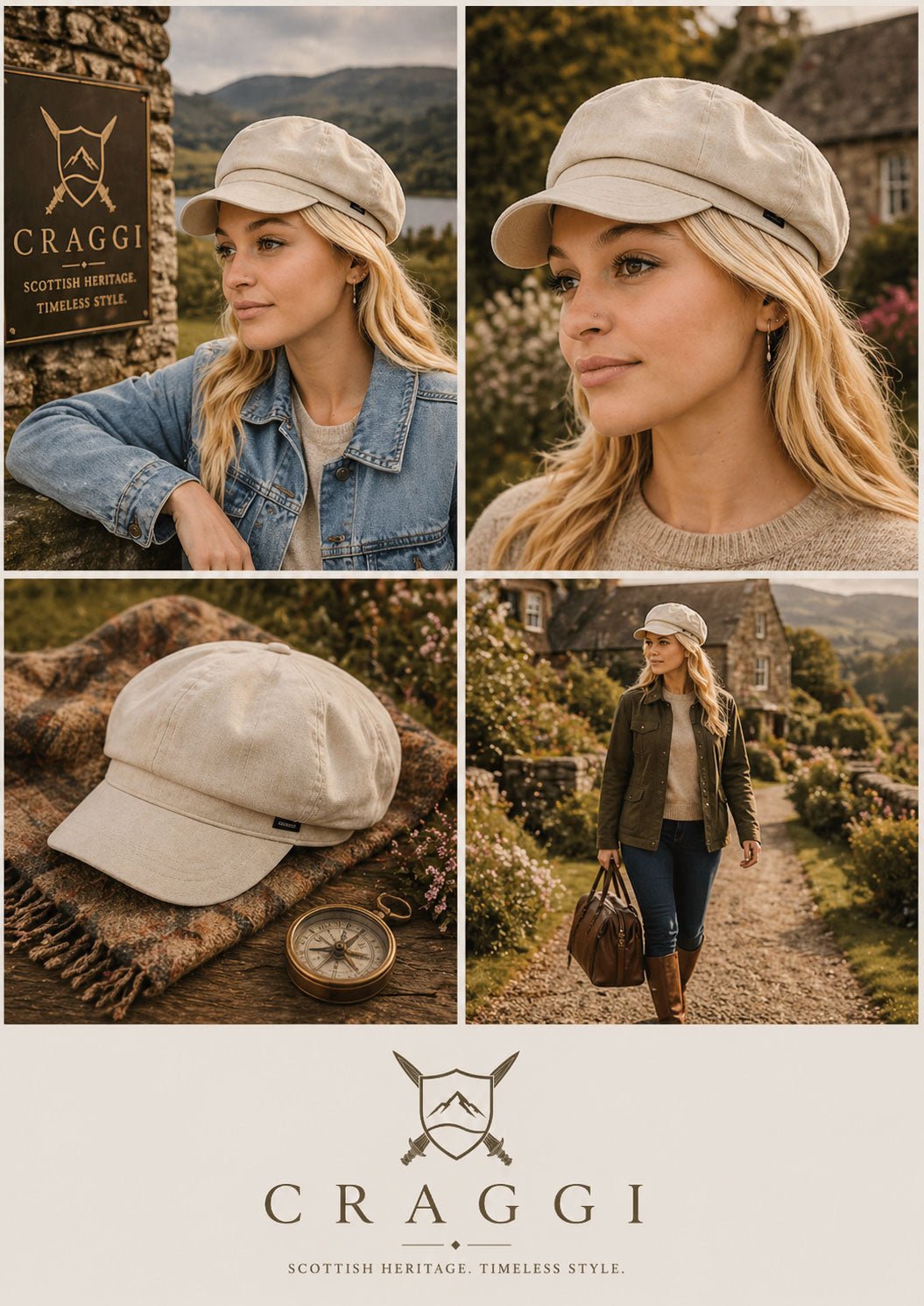 Craggi Ladies Stone Denim Baker Boy Hat. Womens Newsboy Cap CRAGGI Hats