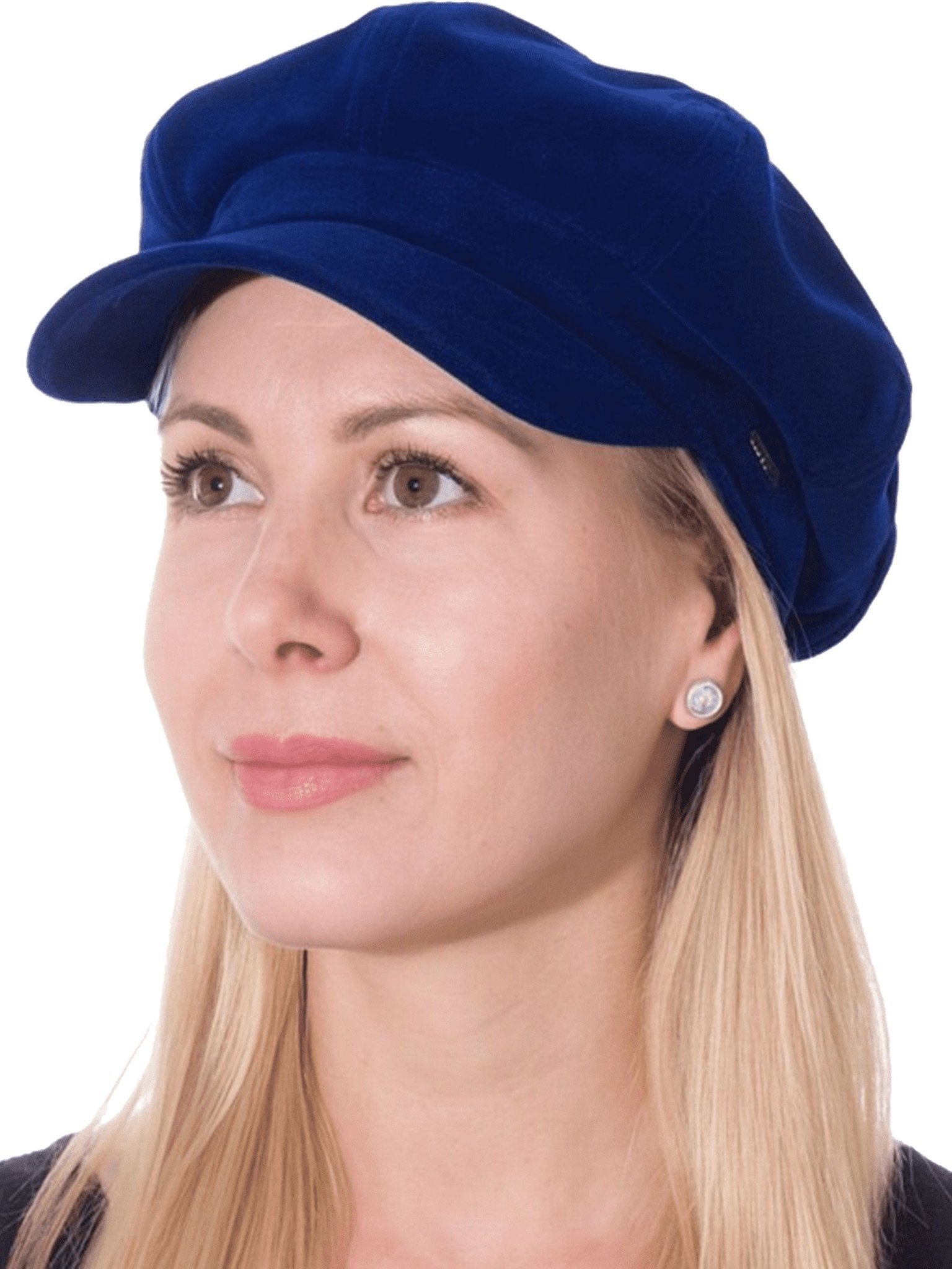 Craggi Ladies Velvet Blue Baker Boy Hat, Womens Velvet Newsboy Cap Shelby CRAGGI Hats